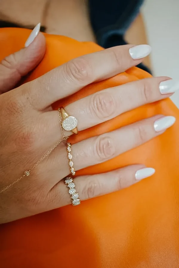 Mama Bijoux Oval Pavé Diamond Signet Ring Fashion