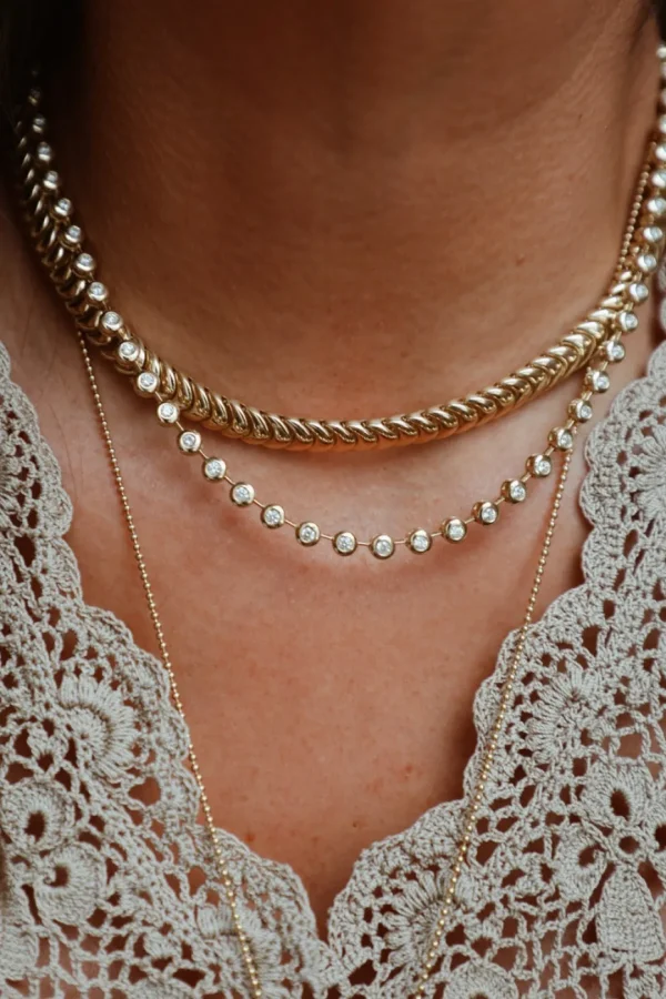 Mama Bijoux Pillowy Bezeled Diamond Tennis Necklace Best