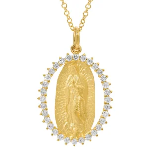 Mama Bijoux Saint Mary Diamond Rimmed Necklace Hot