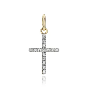 Mama Bijoux Simple Diamond Pave Cross Charm Outlet