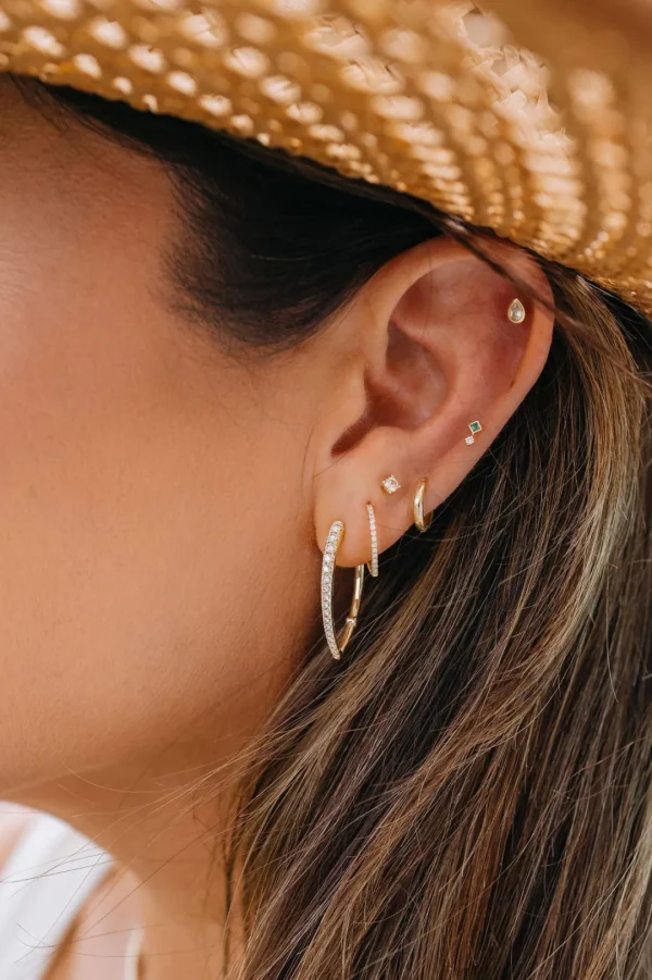 Mama Bijoux Teardrop Diamond Hoops Outlet