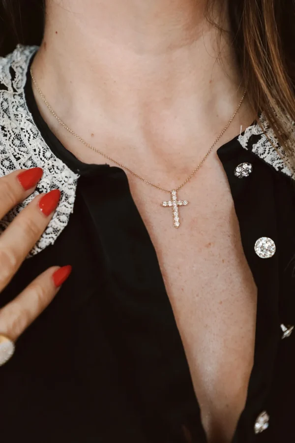 Mama Bijoux The Perfect Diamond Cross Necklace Hot