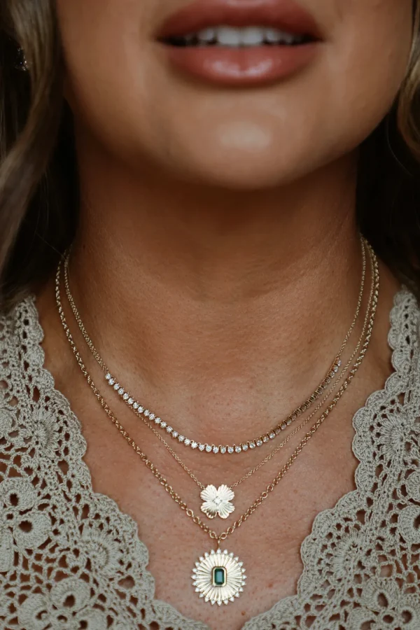 Mama Bijoux Three Prong Diamond & Chain Half Tennis Necklace (1.76 carats) Hot
