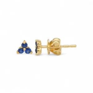 Mama Bijoux Trio Blue Sapphire Stud Earrings New