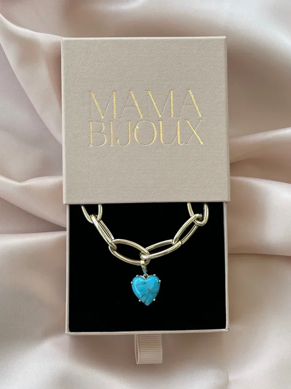 Mama Bijoux Turquoise Stone Heart Charm Discount