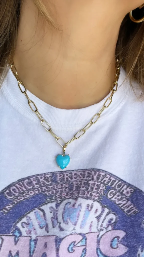 Mama Bijoux Turquoise Stone Heart Charm Discount